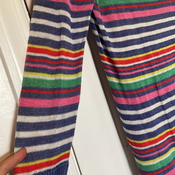 Women’s Talbots M 100% linen sweater Purple/pink horizontal striped 3/4 sleeves - Picture 5 of 8